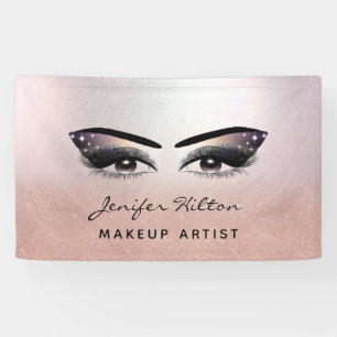 Glam modern rose gold glittery eyelashes & eyebrow banner