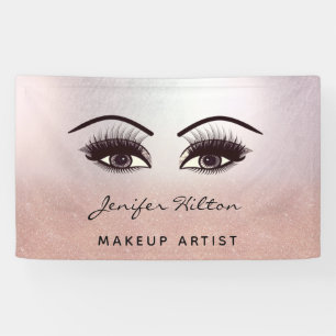 Glam modern rose gold glittery eyelashes & eyebrow banner
