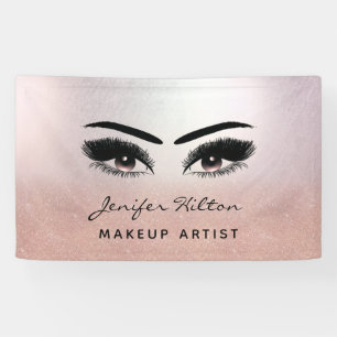 Glam modern rose gold glittery eyelashes & eyebrow banner