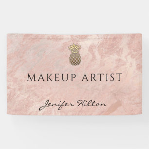 Glam modern rose gold marble gold pineapple banner