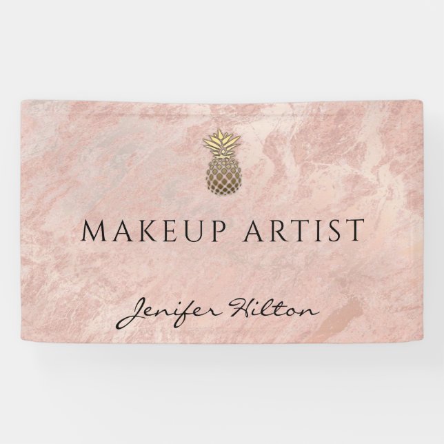 Glam modern rose gold marble gold pineapple banner (Horizontal)