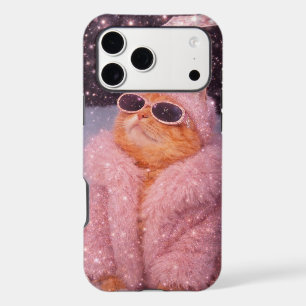 Glam Money Cat in Pink Fur Coat and Sunglasses    