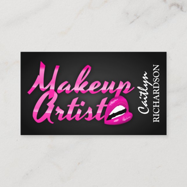 Glam Monogram Makeup Artist Business Card (Front)