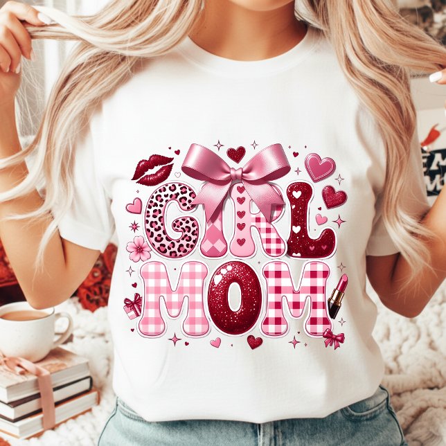Glam Mother's Day Gift Girl Mom Retro Leopard Pink T-Shirt (Creator Uploaded)