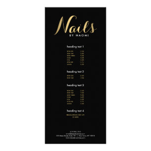 Glam Nails Script Text Gold/Black Rack Card