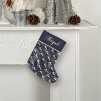 Glam Navy Blue Gold Reindeer Pattern Personalised