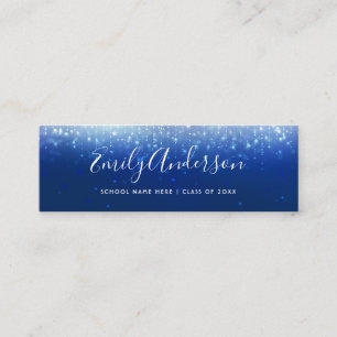 Glam Navy Blue Graduation Name Insert Card