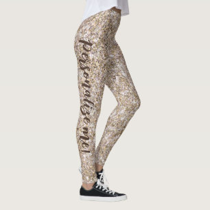 Glam Neutral Gold Mermaid Glitter CUSTOM TEXT Leggings