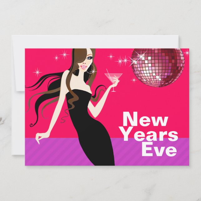 Glam New Years Eve Party - little black dress Invitation (Front)