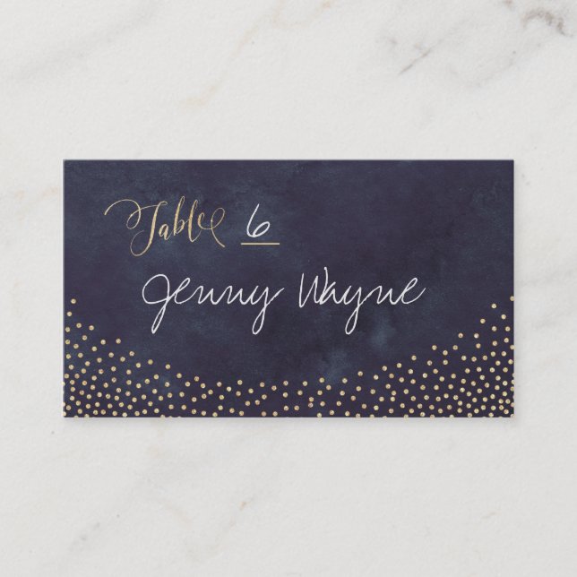 Glam night faux gold glitter place cards (Front)