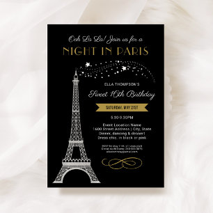 Glam Night in Paris Sweet 16 Birthday Invitation
