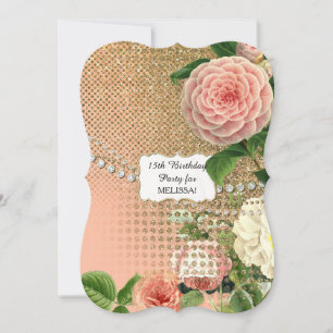 Glam Old Hollywood Regency 15TH Birthday Party Invitation