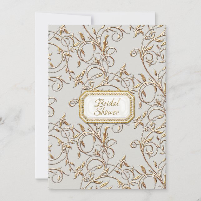 Glam Old Hollywood Regency Grey Bridal Shower Invitation (Front)