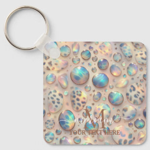 Glam Opal Leopard Print Girly Keychain