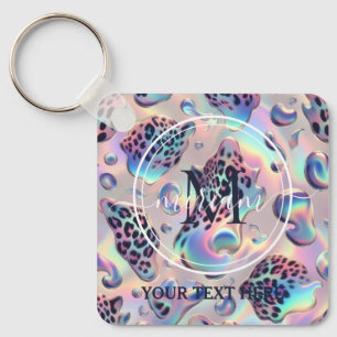 Glam Opal Leopard Print Girly Keychain