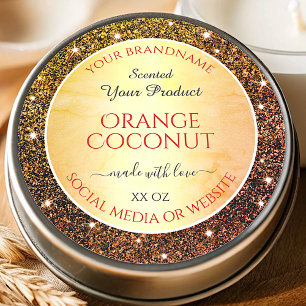 Glam Orange Faux Glitter Sparkle Product Labels