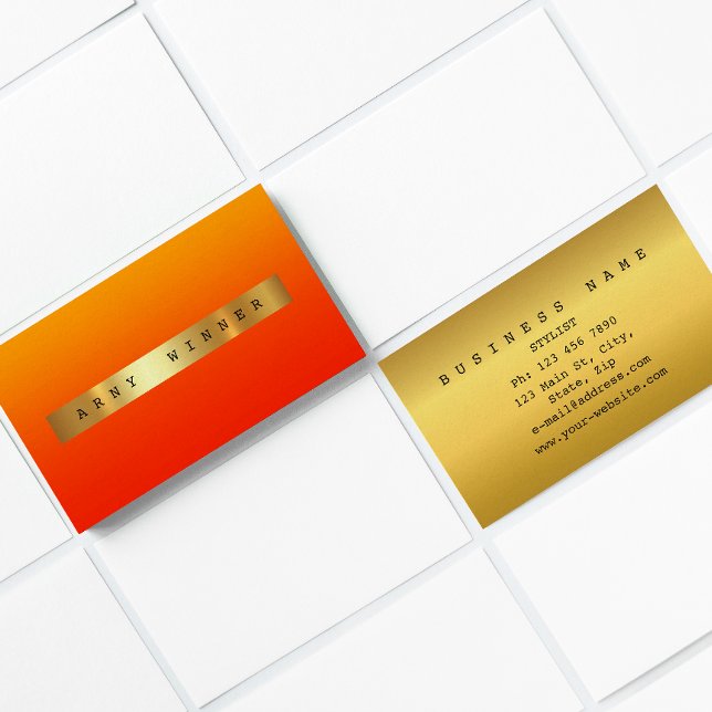 Glam Orange Red Ombre Vip Golden Foil Business Card (Creator Uploaded)