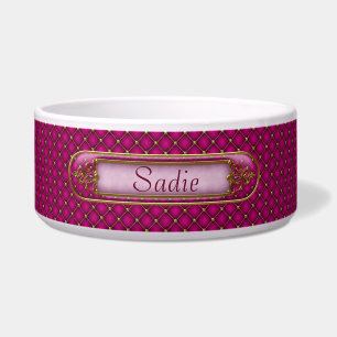 Glam Orchid Pink and Gold Custom Pet Bowl