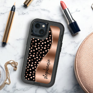 Glam Paint Spots Pattern Rose Gold Black
