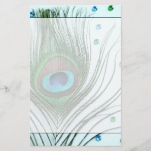 Glam Peacock Feather Teal Stationery