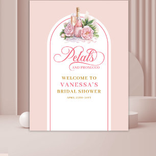 Glam petals and prosecco shower banner blush gold tapestry
