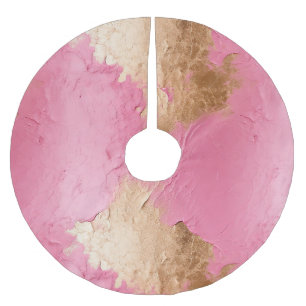 Glam Pink and Gold Brushed Polyester Tree Skirt