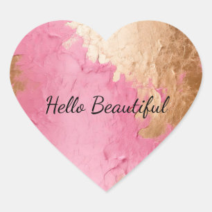 Glam Pink and Gold Heart Sticker