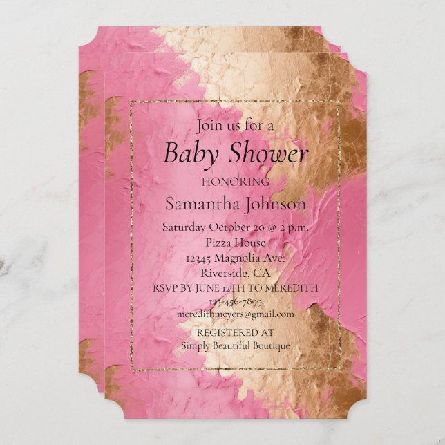 Glam Pink and Gold Invitation (Front/Back)