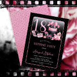 Glam Pink Black Fashion 18th Birthday Party<br><div class="desc">Glamourous French couture-inspired, pink and black "18" 18th birthday design featuring a hat box cake, pink stilettos and a makeup bag among various unopened birthday presents and luscious cupcakes. Perfect for celebrating birthday occasions. Age is created in an uneditable faux pink glitter font. Please message designer if you need this...</div>