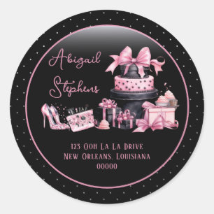Glam Pink Black Fashion Return Address Seal