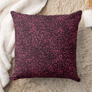 Glam Pink Black Leopard Print Cushion
