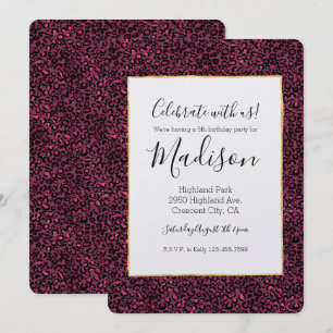 Glam Pink Black Leopard Print Invitation