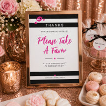 Glam Pink, Black, White Bridal Shower Favour Sign