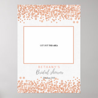 Glam Pink Bubbles Bridal Shower Cut Photo Booth Poster