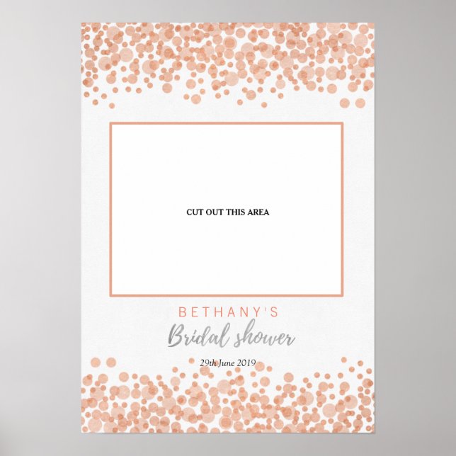 Glam Pink Bubbles Bridal Shower Cut Photo Booth Poster (Front)