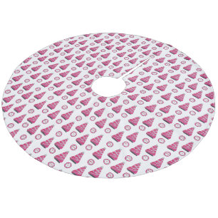 Glam Pink Christmas flamingos Fleece Tree Skirt