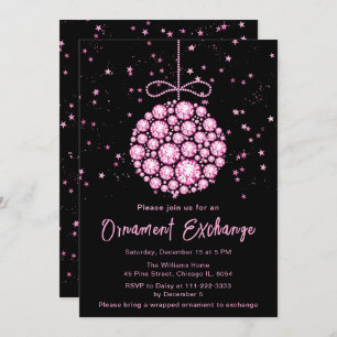 Glam Pink Christmas Ornament Exchange Invitation