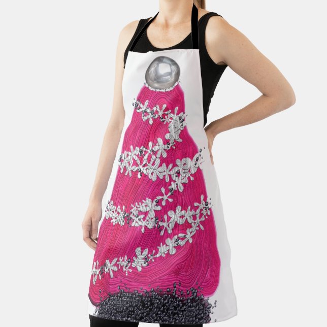 Glam Pink Christmas tree Apron (Insitu)
