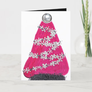 Glam Pink Christmas tree Holiday Card