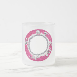 Glam Pink Christmas wreath Frosted Glass Coffee Mug