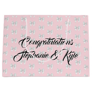 Glam Pink Custom Name Tiffany Congratulations Large Gift Bag