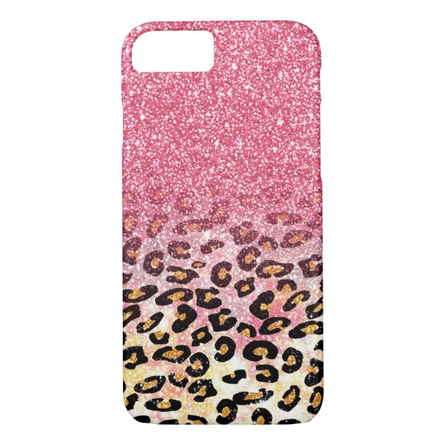 Glam Pink Glitter Leopard Pattern Case-Mate iPhone Case (Back)