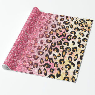 Glam Pink Glitter Leopard Pattern Wrapping Paper