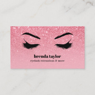 Glam pink glitter ombre Eyelash  Browbar Makeup Business Card