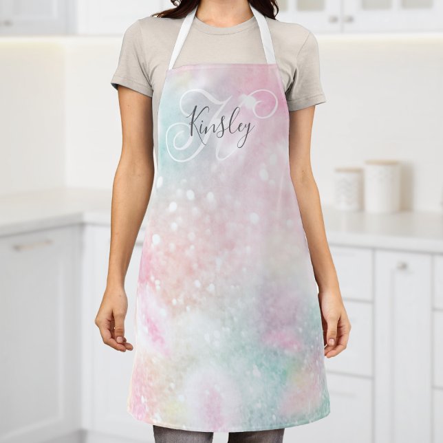 Glam Pink Glitter Pastel Girly Pattern Apron (Creator Uploaded)