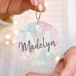 Glam Pink Glitter Pastel Girly Pattern Ceramic Tree Decoration<br><div class="desc">Easily personalise this pretty pink bokeh glitter pattern with your custom name and/or monogram.</div>