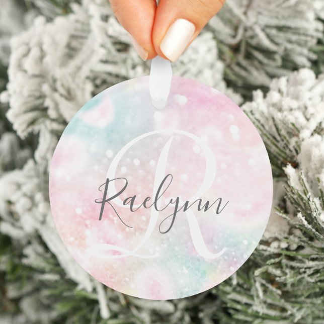 Glam Pink Glitter Pastel Girly Pattern Ornament (Creator Uploaded)