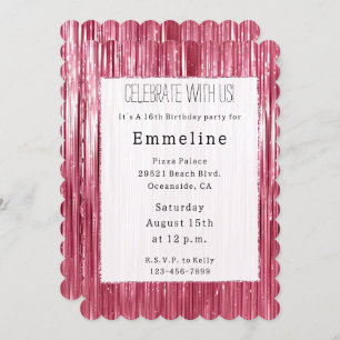Glam Pink Glitzy Sparkle Stripes Invitation
