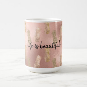 Glam Pink Gold Pineapples Coffee Mug