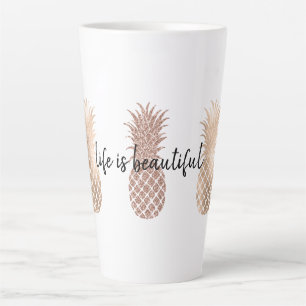 Glam Pink Gold Pineapples Latte Mug